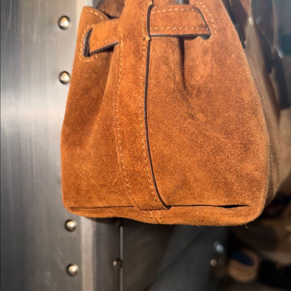 Coach Empire 34 Suede Shoulder Bag Classic Dark Brown Suede LIKE NEW AUTHENTIC ✨ - Picture 3 of 16